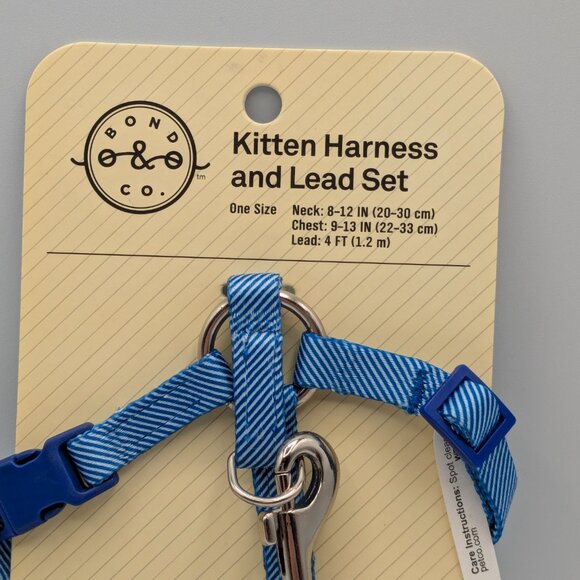 Bond & Co. Kitten Harness and Lead Set, Blue, One Size, NEW - Picture 2 of 7